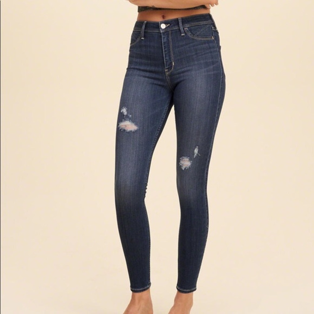 Hollister distressed dark wash jean leggings
